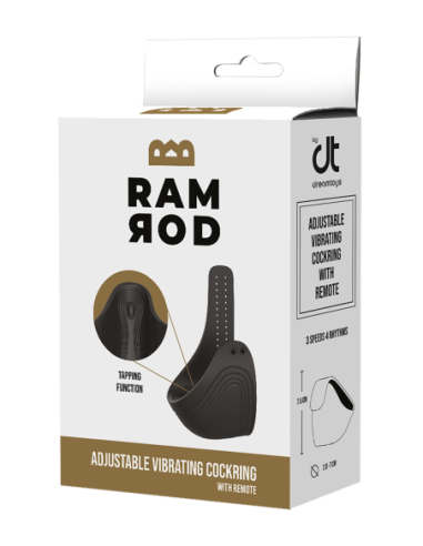 RAMROD COCKRING VIBRADOR AJUSTABLE CON MANDO NEGRO