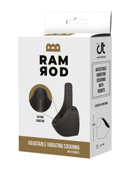 RAMROD COCKRING VIBRADOR AJUSTABLE CON MANDO NEGRO