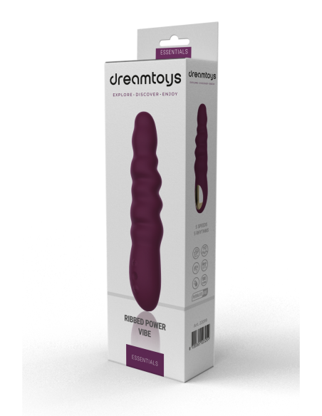 VIBRADOR ESSENTIALS RIBBED POWER MORADO