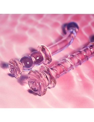 CONSOLADOR PUNTO G ESPIRAL ROSEBUD DE VIDRIO GLAZE