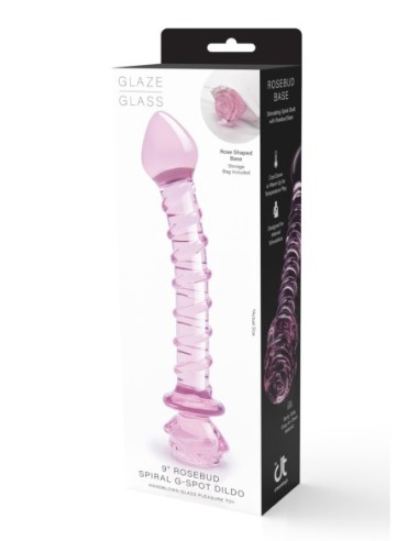 CONSOLADOR PUNTO G ESPIRAL ROSEBUD DE VIDRIO GLAZE