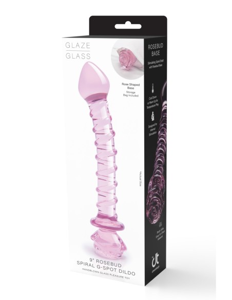 CONSOLADOR PUNTO G ESPIRAL ROSEBUD DE VIDRIO GLAZE