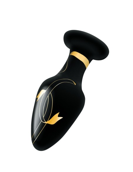 BESOS SECRETOS TAPÓN DE VIDRIO ANCHO SOPLADO A MANO DE 4 PULGADAS NEGRO