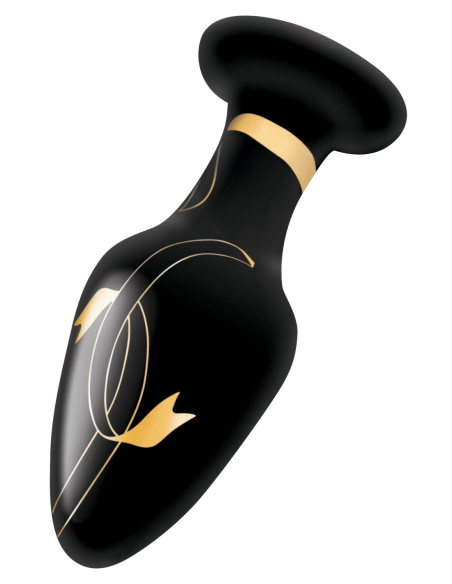 BESOS SECRETOS TAPÓN DE VIDRIO ANCHO SOPLADO A MANO DE 4 PULGADAS NEGRO