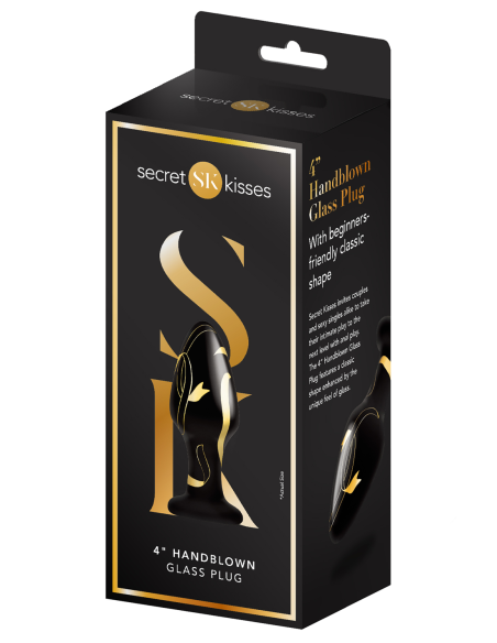 BESOS SECRETOS TAPÓN DE VIDRIO ANCHO SOPLADO A MANO DE 4 PULGADAS NEGRO