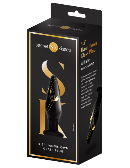 BESOS SECRETOS TAPÓN DE VIDRIO SOPLADO A MANO DE 4,5 PULGADAS NEGRO