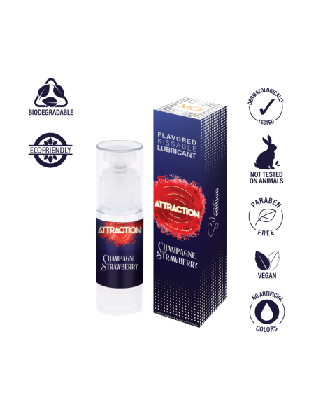 MAI ATTRACTION LUBRICANTE BESABLE SABOR CHAMPÁN FRESA 50ML