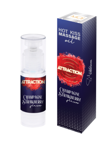 MAI ATTRACTION HOT KISS ACEITE DE MASAJE CHAMPÁN SABOR FRESA 50ML