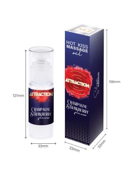 MAI ATTRACTION HOT KISS ACEITE DE MASAJE CHAMPÁN SABOR FRESA 50ML