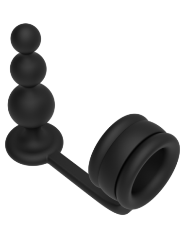 RAMROD COCKRING WITH BEADED ANAL PLUG