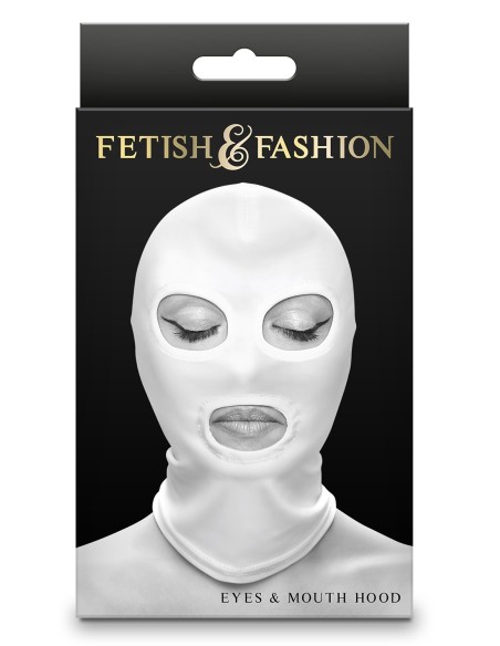 FETISH & FASHION EYES & MOUTH HOOD WHITE