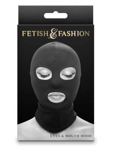 FETISH & FASHION EYES & MOUTH HOOD BLACK