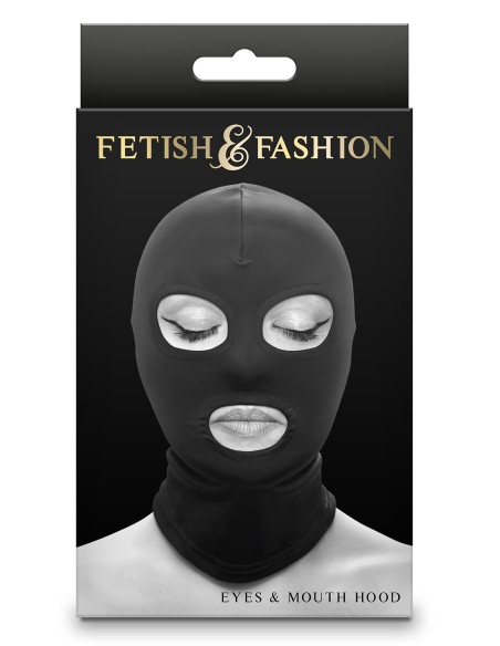 FETISH & FASHION EYES & MOUTH HOOD BLACK