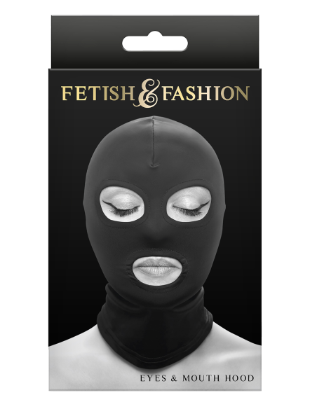 FETISH & FASHION EYES & MOUTH HOOD BLACK