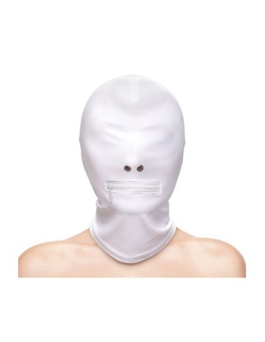 FETISH & FASHION ZIPPERED MOUTH HOOD WHITE