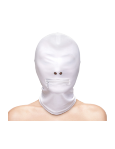 FETISH & FASHION ZIPPERED MOUTH HOOD WHITE 2