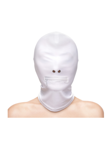 FETISH & FASHION ZIPPERED MOUTH HOOD WHITE