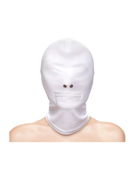 FETISH & FASHION ZIPPERED MOUTH HOOD WHITE
