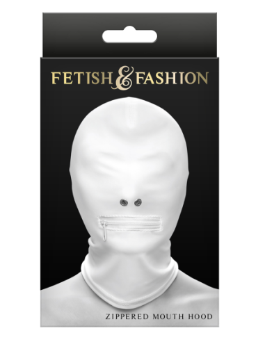 FETISH & FASHION ZIPPERED MOUTH HOOD WHITE
