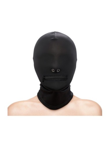 FETISH & FASHION ZIPPERED MOUTH HOOD BLACK