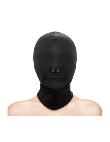 FETISH & FASHION ZIPPERED MOUTH HOOD BLACK