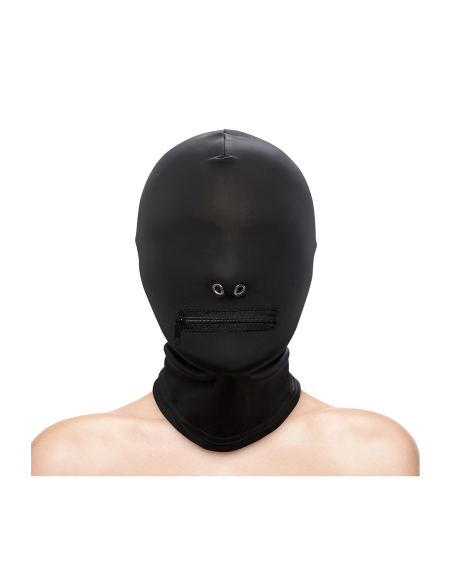 FETISH & FASHION ZIPPERED MOUTH HOOD BLACK