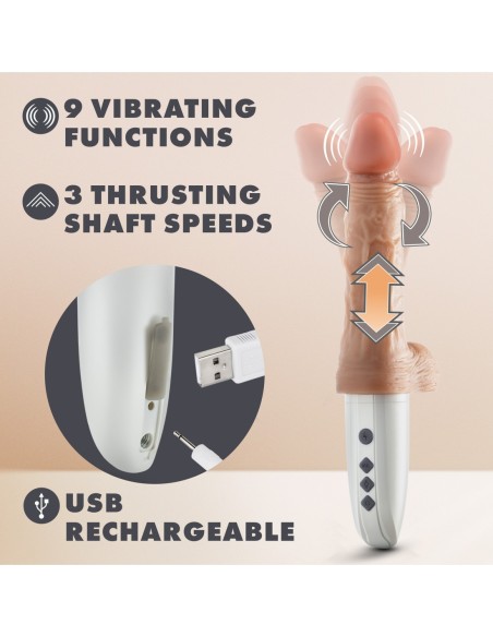 DR. SKIN SILICONA DR. HAMMER CONSOLADOR DE EMPUJE DE 7 PULGADAS CON MANGO BEIGE