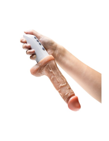 DR. SKIN SILICONA DR. HAMMER CONSOLADOR DE EMPUJE DE 7 PULGADAS CON MANGO BEIGE