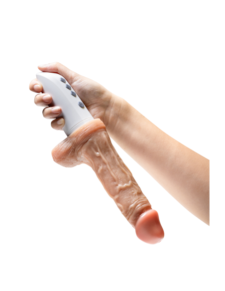 DR. SKIN SILICONA DR. HAMMER CONSOLADOR DE EMPUJE DE 7 PULGADAS CON MANGO BEIGE