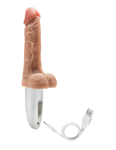 DR. SKIN SILICONA DR. HAMMER CONSOLADOR DE EMPUJE DE 7 PULGADAS CON MANGO BEIGE