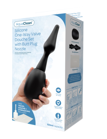 AQUACLEAN ONE WAY VALVE DOUCHE WITH  BUTT PLUG NOZZLE 150ML