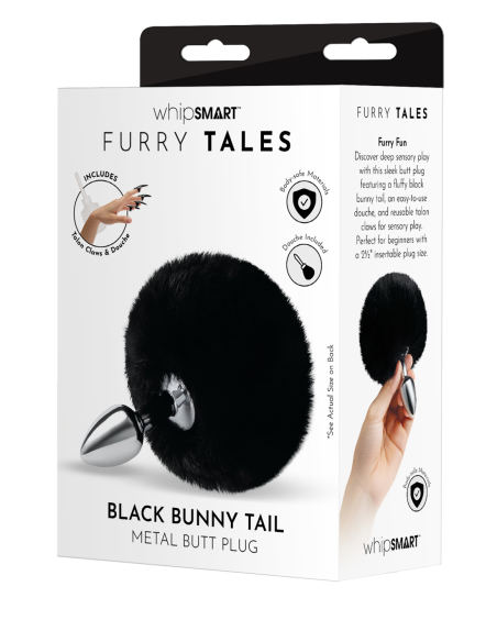 WHIPSMART TAPÓN METÁLICO DE CONEJITO ESPONJOSO DE 3 PULGADAS CON COLA NEGRA