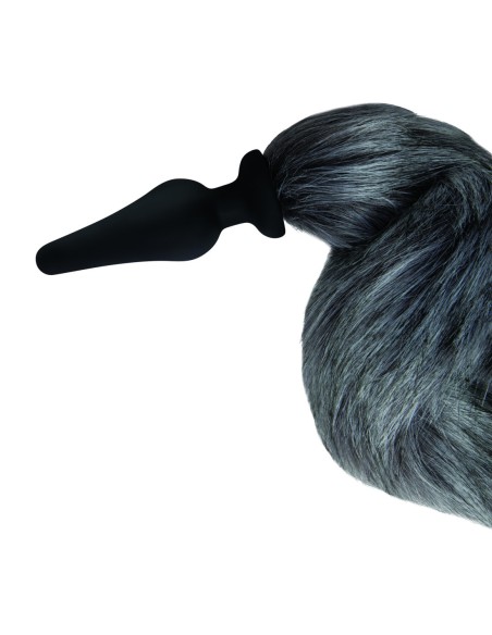 WHIPSMART 4.5 INCH SILICONE PLUG WITH GREY INDIGO FOX TAIL SET