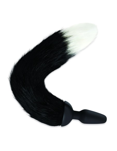 WHIPSMART TAPÓN VIBRADOR DE SILICONA DE 4,9 PULGADAS CON COLA DE ZORRO INDOGO NEGRO DE 14 PULGADAS