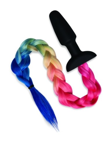 WHIPSMART 4.9 INCH SILICONE PLUG WITH PLAY TAILS RAINBOW TAIL