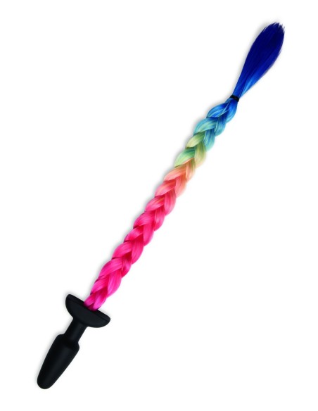 WHIPSMART 4.9 INCH SILICONE PLUG WITH PLAY TAILS RAINBOW TAIL