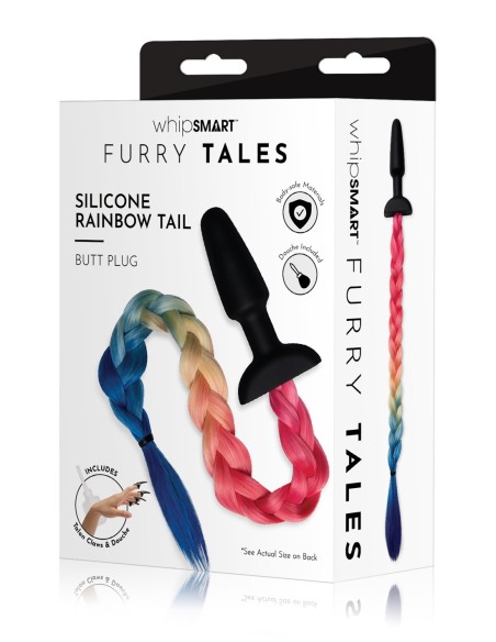 WHIPSMART 4.9 INCH SILICONE PLUG WITH PLAY TAILS RAINBOW TAIL