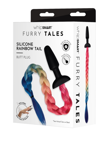 WHIPSMART TAPÓN DE SILICONA DE 4,9 PULGADAS CON COLAS DE JUEGO RAINBOW TAIL