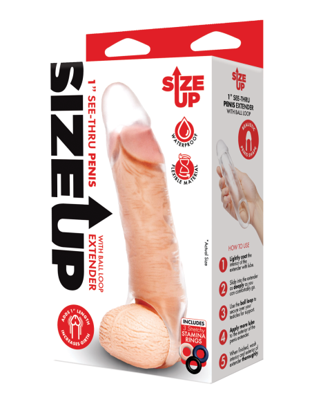 SIZE UP EXTENSOR DE PENE CLEAR VIEW CON LAZO DE BOLA CLÁSICO