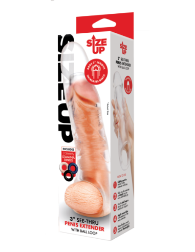 SIZE UP CLEAR VIEW PENIS EXTENDER WITH BALL...