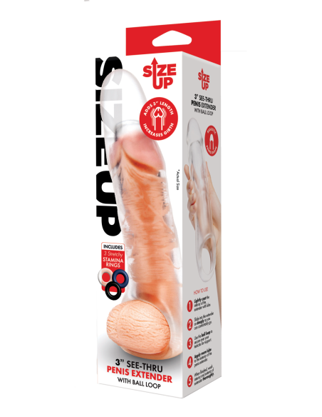 SIZE UP CLEAR VIEW PENIS EXTENDER WITH BALL LOOP EXTRA GIRTHY