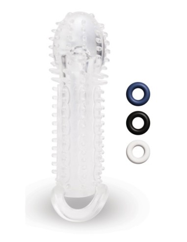 SIZE UP CLEAR VIEW TEXTURED PENIS EXTENDER WITH BALL LOOP