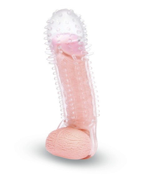 SIZE UP CLEAR VIEW TEXTURED PENIS EXTENDER WITH BALL LOOP