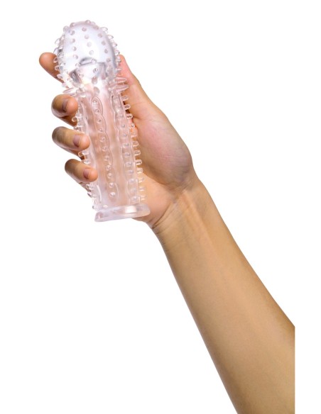SIZE UP CLEAR VIEW TEXTURED PENIS EXTENDER WITH BALL LOOP