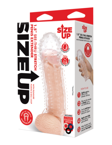 SIZE UP CLEAR VIEW TEXTURED PENIS EXTENDER WITH...