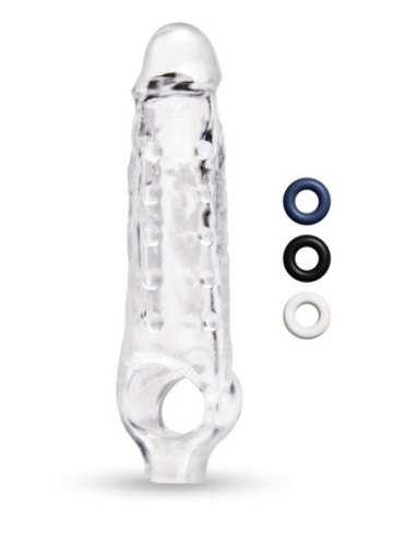 SIZE UP CLEAR VIEW STUDDED PENIS EXTENDER WITH BALL LOOP