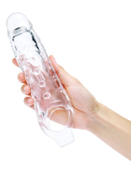 SIZE UP EXTENSOR DE PENE CON TACHUELAS DE VISIÓN CLARA CON BUCLE DE BOLA