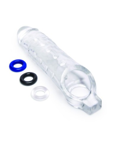 SIZE UP CLEAR VIEW STUDDED PENIS EXTENDER WITH...