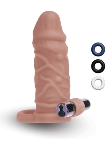 SIZE UP EXTENSOR DE PENE REALISTA VIBRADOR DE SILICONA CON LAZO DE BOLA BRONCEADO