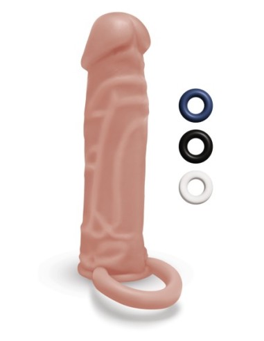 SIZE UP SILICONE REALISTIC PENIS EXTENDER WITH BALL LOOP TAN